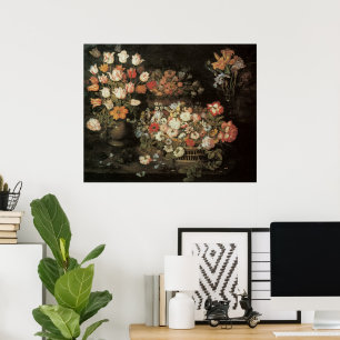 Still Life Flowers, Vintage Floral Baroque Poster