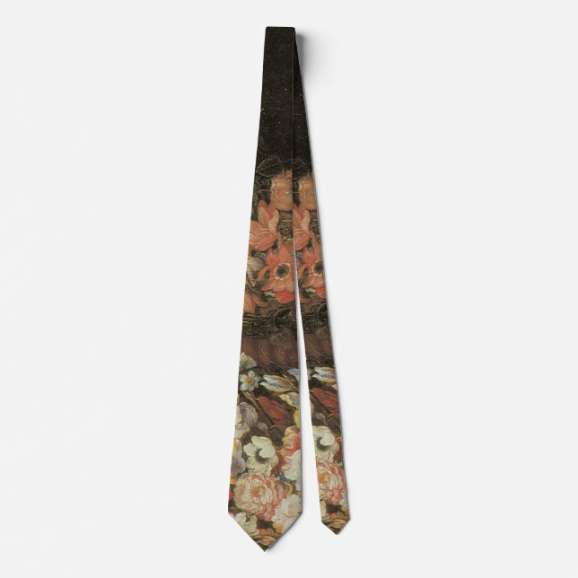 Still Life Flowers, Vintage Floral Baroque Tie (Front)