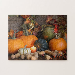 Still Life Harvest Decoration For Thanksgiving Jigsaw Puzzle