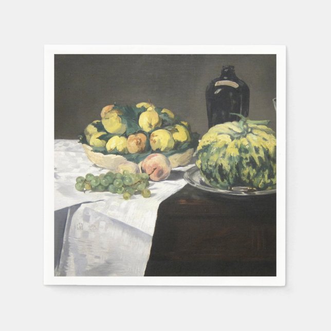 Still Life Lemon Peaches by Manet Impressionist Napkin (Front)