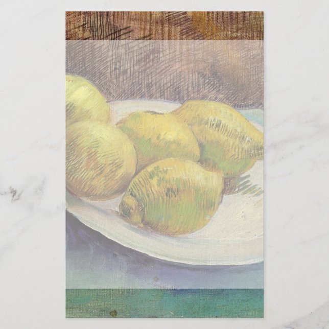 Still Life Lemons on a Plate by Vincent van Gogh Stationery (Front)