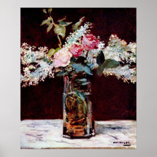 Still life, lilac and roses by Edouard Manet Poster