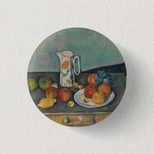 Still Life, Milk Jug and Fruit on a Table, Cezanne 3 Cm Round Badge