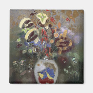 Still Life of a Vase of Flowers (pastel on paper) Magnet