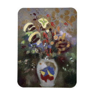 Still Life of a Vase of Flowers (pastel on paper) Magnet
