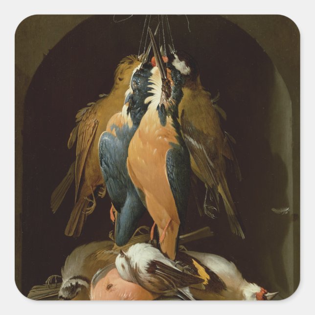 Still life of birds square sticker (Front)