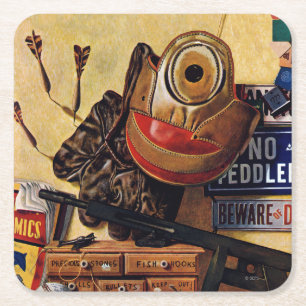 Still Life of Boys Toys Square Paper Coaster