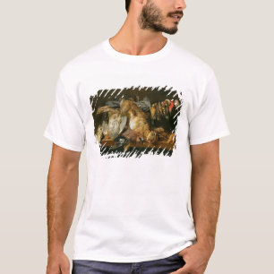 Still life of dead birds and a hare on a table T-Shirt