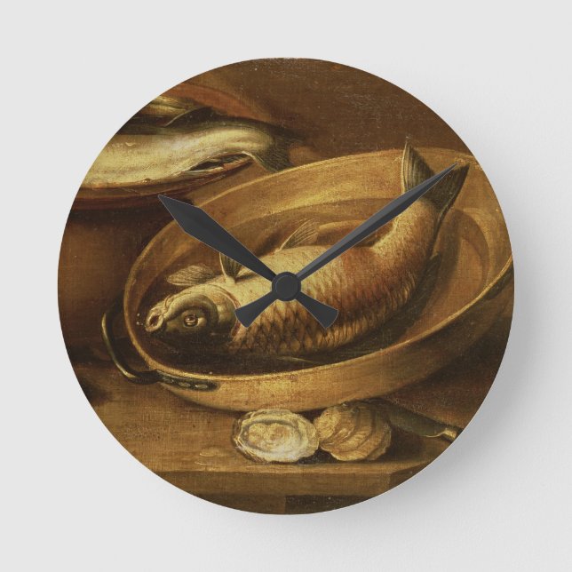 Still Life of Fish and Lemons Round Clock (Front)