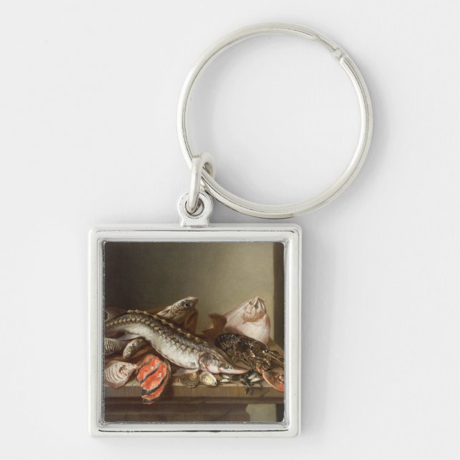 Still Life of Fish on a Table Key Ring (Front)
