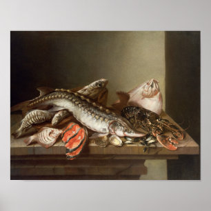 Still Life of Fish on a Table Poster