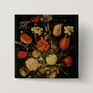 Still Life of Flowers 15 Cm Square Badge