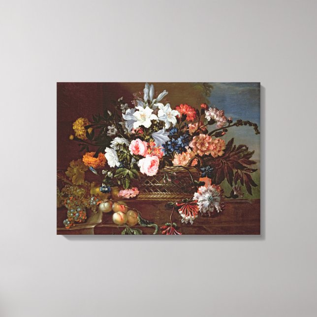 Still Life of Flowers in a Basket Canvas Print (Front)
