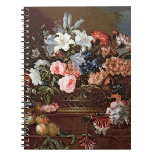 Still Life of Flowers in a Basket Spiral Notebook