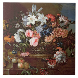 Still Life of Flowers in a Basket Tile