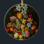 Still Life of Flowers in a Wan-Li Vase Ceramic Tree Decoration<br><div class="desc">Ornament featuring Ambrosius Bosschaert the Elder’s oil painting Still Life of Flowers in a Wan-Li Vase (1614). A beautiful assortment of flowers is accompanied by seashells and a butterfly. A gorgeous gift for Flemish art collectors and Baroque enthusiasts.</div>