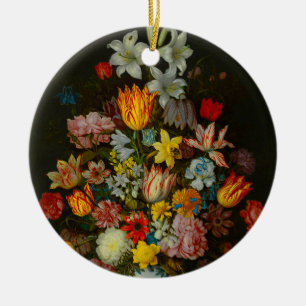Still Life of Flowers in a Wan-Li Vase Ceramic Tree Decoration