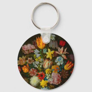 Still Life of Flowers in a Wan-Li Vase Key Ring