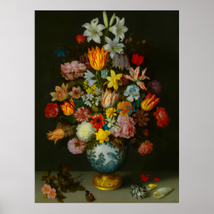 Still Life of Flowers in a Wan-Li Vase  Poster
