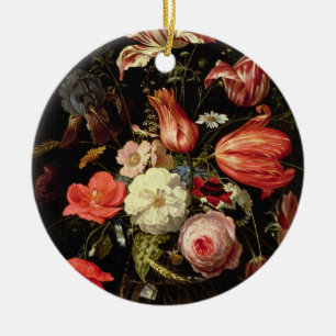 Still Life of Flowers on a Ledge Ceramic Tree Decoration