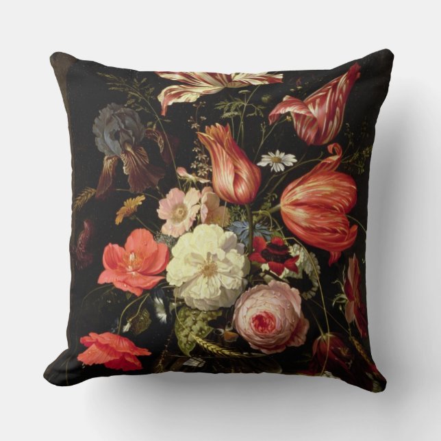 Still Life of Flowers on a Ledge Cushion (Front)
