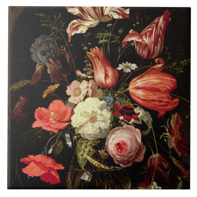 Still Life of Flowers on a Ledge Tile (Front)