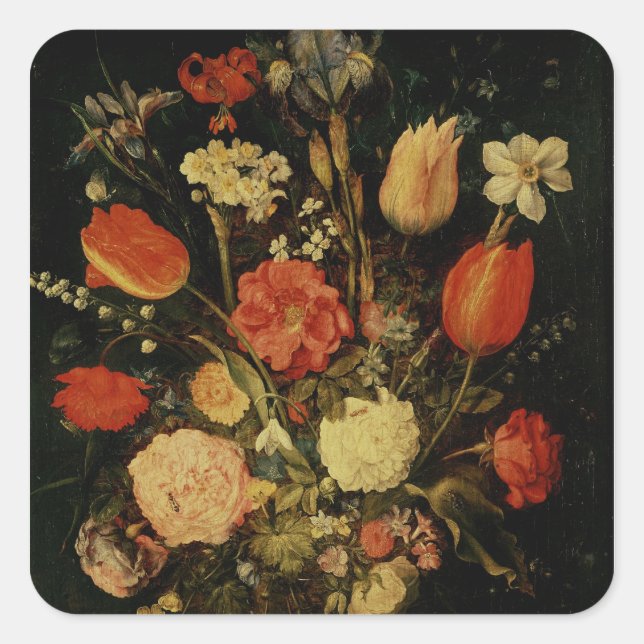 Still Life of Flowers Square Sticker (Front)