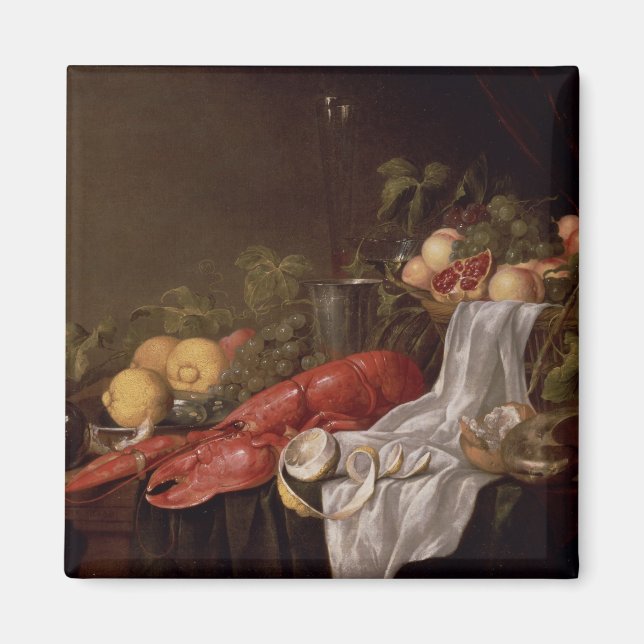 Still life of fruit and a lobster magnet (Front)