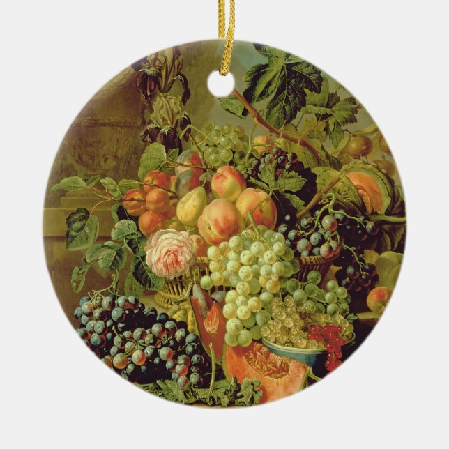 Still Life of Fruit Ceramic Tree Decoration (Front)