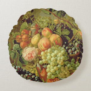 Still Life of Fruit Round Cushion