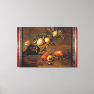 Still Life of Fruits from Surinam and Reptiles Canvas Print
