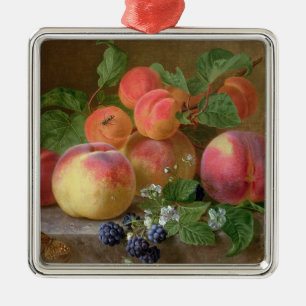 Still Life of Peaches Metal Tree Decoration