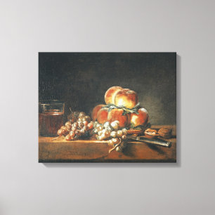 Still Life of Peaches, Nuts, Grapes Canvas Print