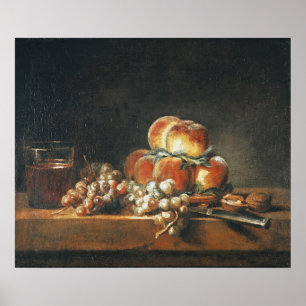 Still Life of Peaches, Nuts, Grapes Poster