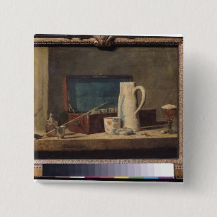 Still Life of Pipes and a Drinking Glass 15 Cm Square Badge