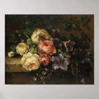 Still Life of Roses and Convolvulus Print