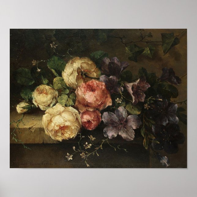 Still Life of Roses and Convolvulus Print (Front)