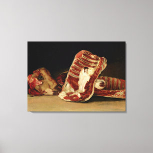 Still life of Sheep's Ribs and Head Canvas Print