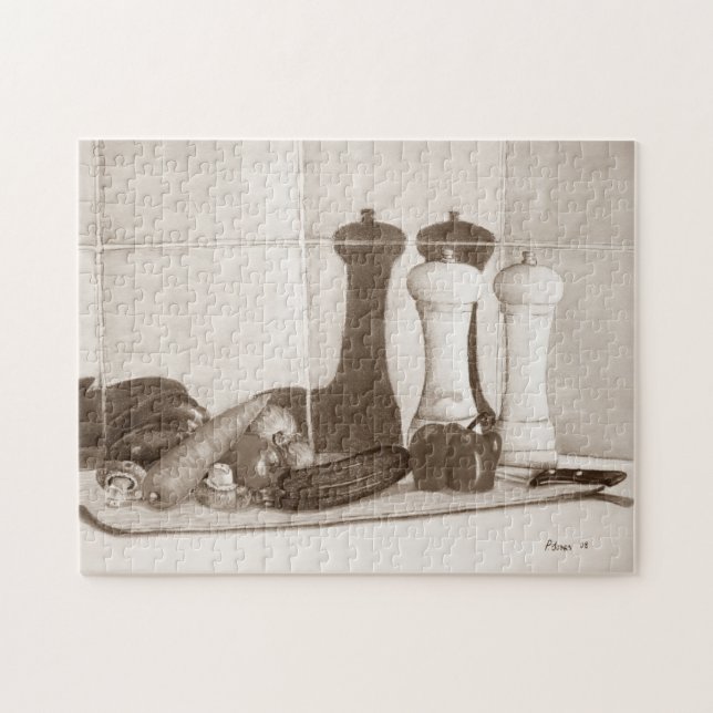still life painting vegetables on chopping board jigsaw puzzle (Horizontal)