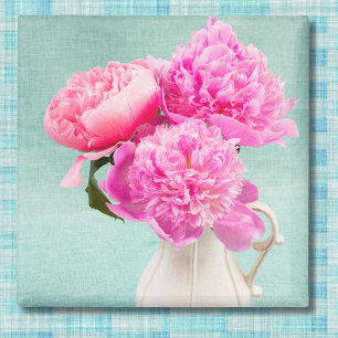 Still Life Peonies In Farmer's Pitcher Magnet
