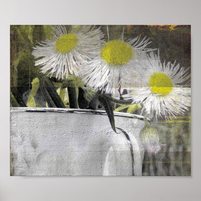 Still Life Pretty Pink Flowers in Teacup Poster (Front)