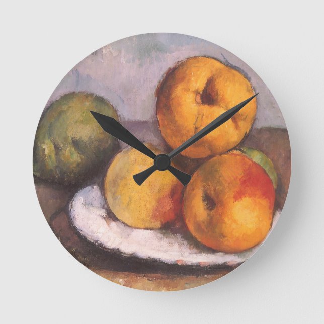 Still Life Quince, Apples, Pears by Paul Cezanne Round Clock (Front)
