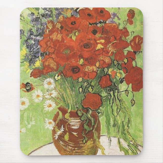Still life - Red poppies and daises Mouse Pad (Front)
