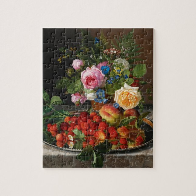Still Life Roses and Strawberries by Otto Ottesen Jigsaw Puzzle (Vertical)