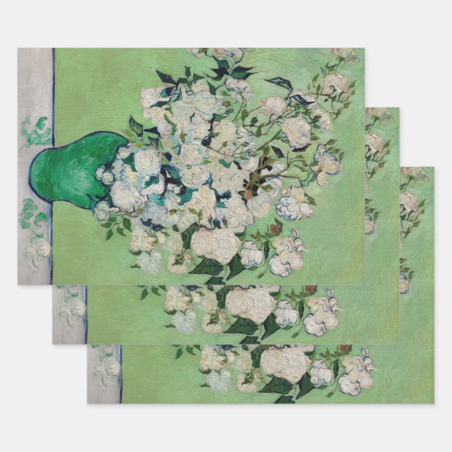 Still Life Roses in a Vase by Vincent van Gogh Wrapping Paper Sheet (Set)