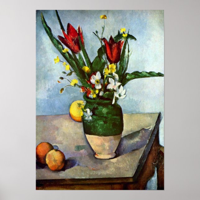 Still Life, Tulips and Apples by Paul Cezanne Poster (Front)