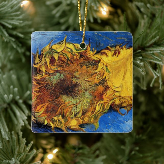 Still Life Two Cut Sunflowers by Vincent van Gogh Ceramic Ornament (Tree)