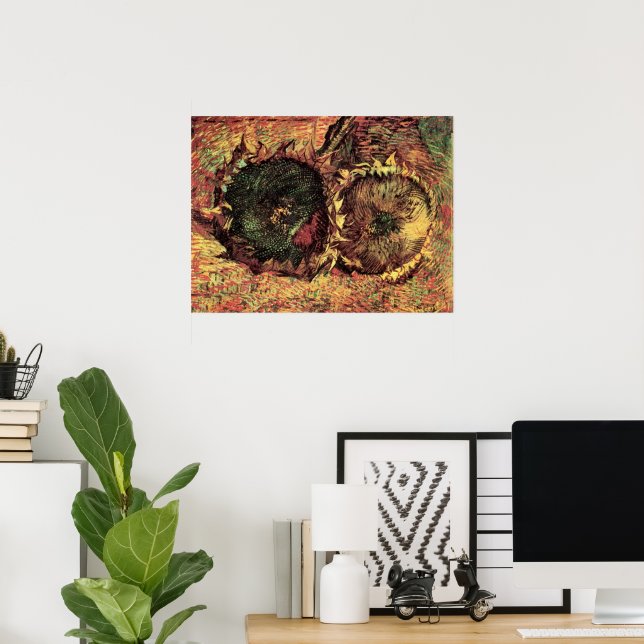 Still Life Two Cut Sunflowers by Vincent van Gogh Poster (Home Office)