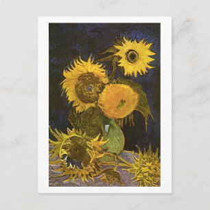 Still Life Vase Five Sunflowers Van Gogh Fine Art Postcard