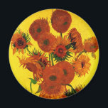 Still Life Vase w 15 Sunflowers Vincent van Gogh Magnet<br><div class="desc">Still Life: Vase with Fifteen Sunflowers by Vincent van Gogh is a vintage fine art post impressionism still life floral painting. A beautiful bouquet of fresh cut yellow and orange sunflowers from a summer garden in full bloom. About the artist: Vincent Willem van Gogh (1853 -1890) was one of the...</div>